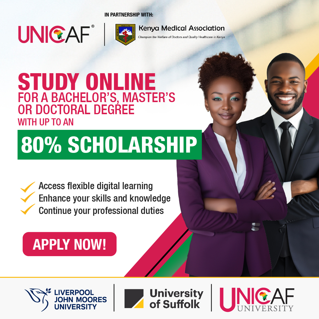 Unlock your potential in healthcare with a Unicaf Scholarship! Pursue a Bachelor’s, Master's or Doctoral degree from renowned universities. Study online and save up to 80% with our scholarships. Don't miss this chance to transform your future! Apply now: link.unicaf.org/KMA