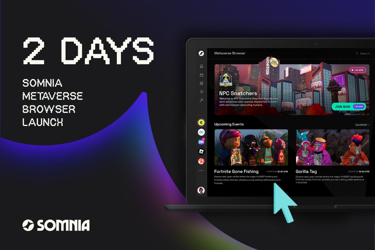 Somnia_Network's tweet photo. Just 2 days left until the #Somnia Metaverse Browser goes live! Did you know? You can log in with your Web2 credentials and we’ll handle the #blockchain complexities for you 🌍🛠️ https://t.co/86VIgY5Etc