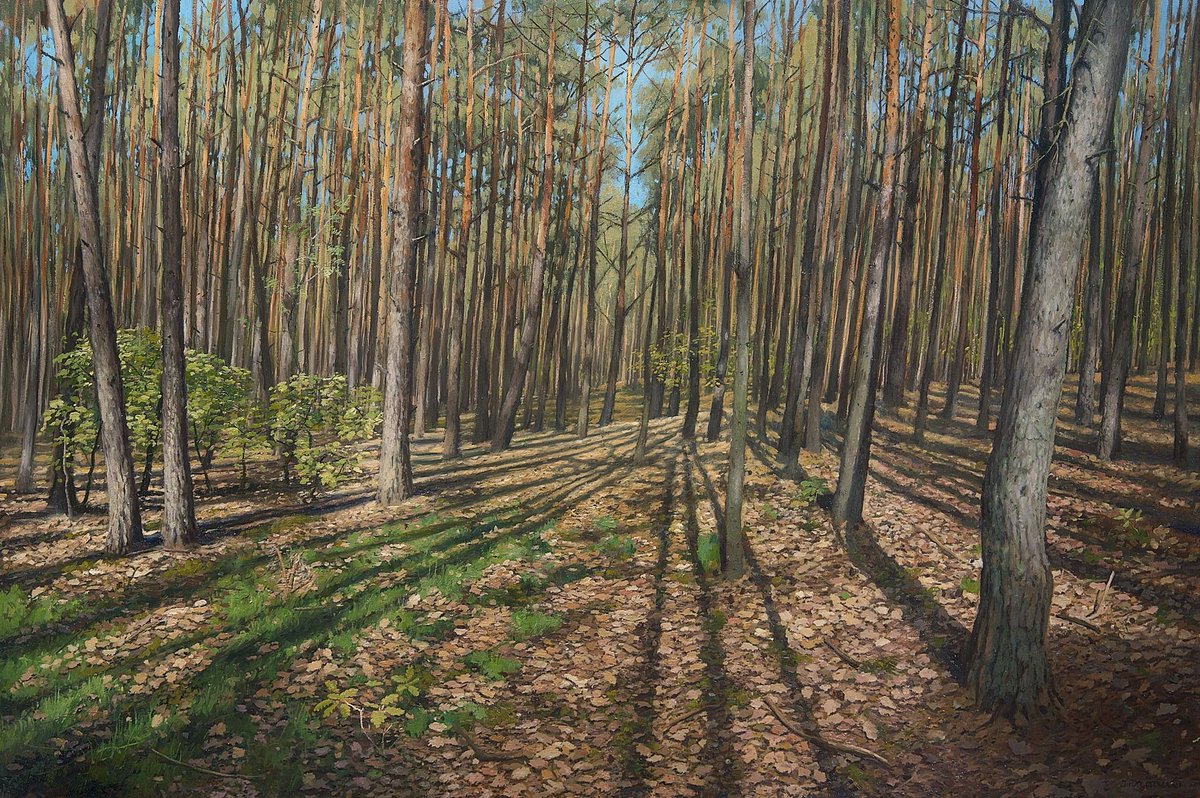 Jakub Podlodowski - Majowy las (olej na płycie pilśniowej, 80 x 120 cm), 2024. #YoungMasters #PolishMastersofArt