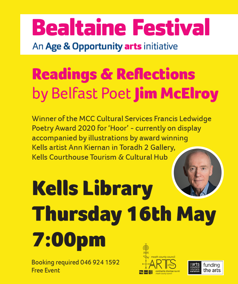 REMINDER - Join award-winning poet Jim McElroy in conversation and performance. This relaxed evening will feature poetry readings and reflections on his chapbook We Are The Weather, his poem Hoor and the war-themed series Troubled. @JimBMcElroy #BealtaineFestival2024