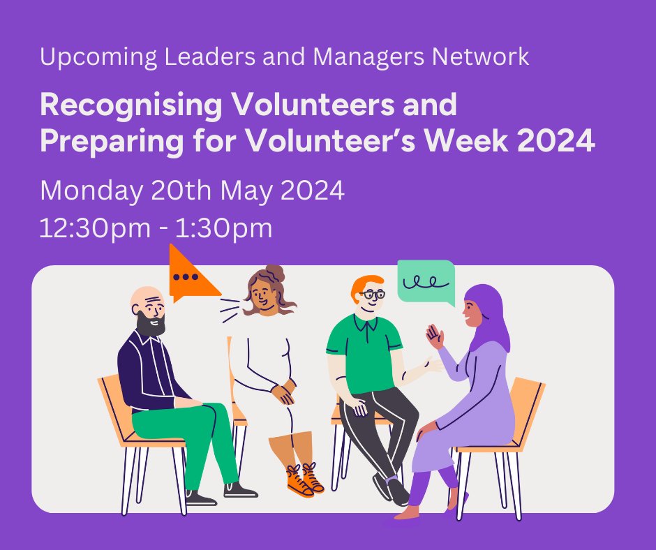 🌟How are you going to celebrate your volunteers this #VolunteersWeek?

Join our May Leaders and Managers Network to discuss how to recognise volunteers and share your plans for @VolWeekScot's 40th Anniversary!

Book now: tinyurl.com/bdem2ctj