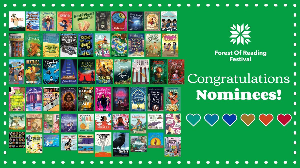 We’re thrilled to be celebrating these incredible nominees for our English language programs at the #ForestofReading Festival this week. A big congratulations to all! Share the love and tag your favourite nominees!!!