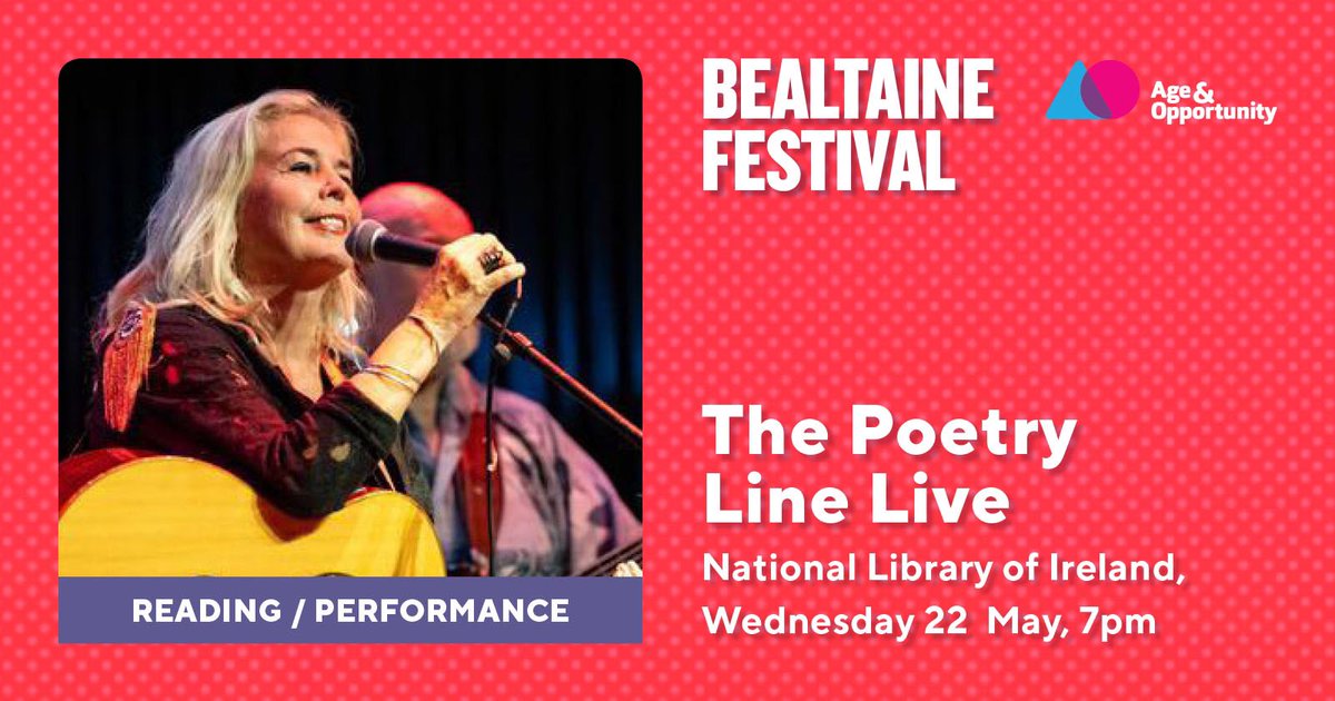 Join us for a live reading & open mic in celebration of The Poetry Line as part of the @BealtaineFest. @Age_Opp Lineup includes @AnneTannam, Nandi Jola, @LaniohanlonO, Leslie Dowdall of @InTuaNuaBand & @markcaplicemusic 📆22nd May ⏰7pm 📍@NLIreland 🎟️poetryireland.ie/whats-on