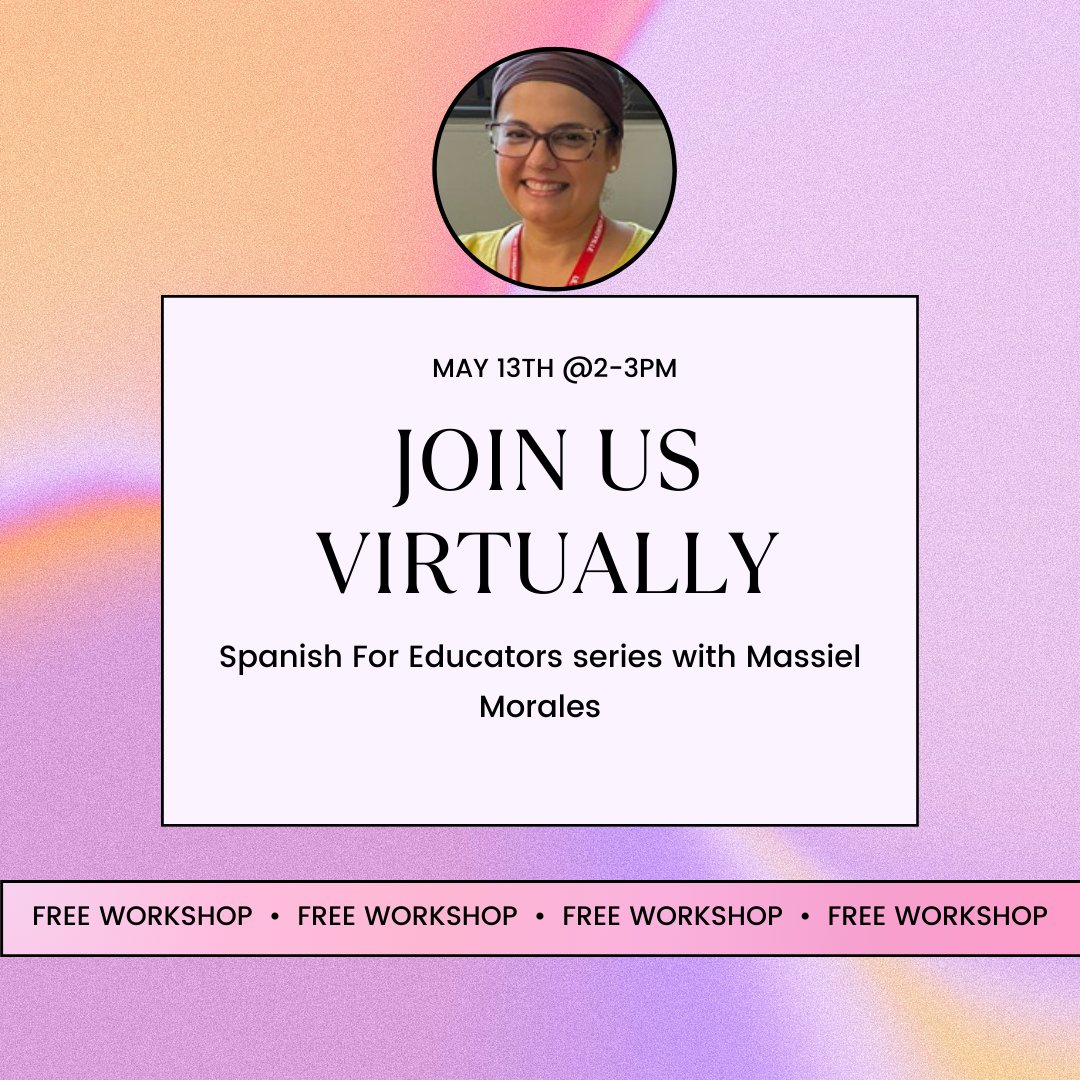 UofLMTRP's tweet photo. Please join us today from 2pm-3pm for part 2 of our virtual Spanish for Educators series led by Massiel! Hope to see you there!

#ULMTRP #UofL #GoCards https://t.co/L5kvn5czkV