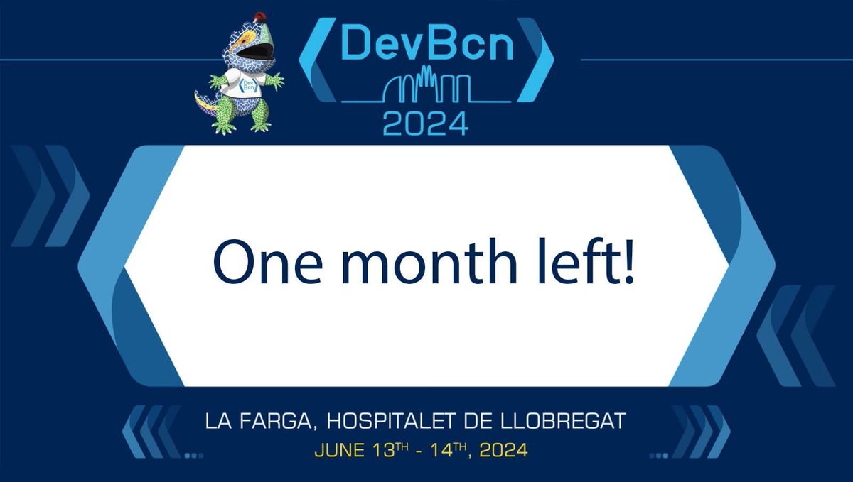 🚀 Just one month to go until #devbcn24! Get ready to connect, learn, and innovate with the best in tech. Don’t miss out on this incredible opportunity. Secure your spot today! 🎟️ ➡️ buff.ly/3iUel35