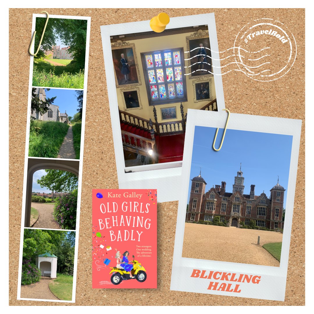 Blickling Hall in Norfolk inspired the estate in #OldGirlsBehavingBadly by @KateGalley1, where elderly Dot and her companion Gina attend a wedding with ulterior motives regarding a missing painting. 🤫 The perfect summer escapist read! Get your copy 📖 mybook.to/oldgirlssocial