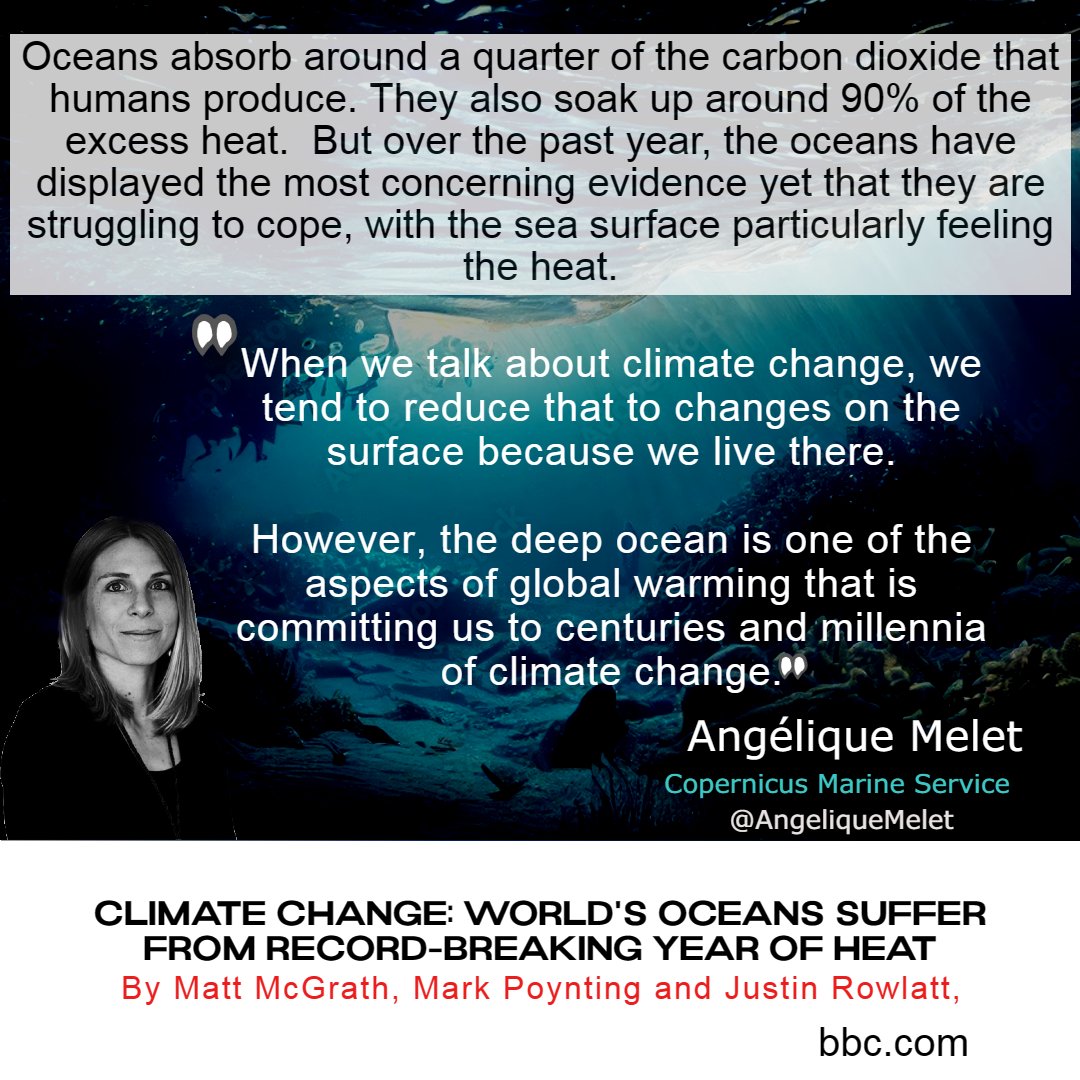 'The deep ocean is one of the aspects of global warming that is committing us to centuries and milennia of #ClimateChange' @AngeliqueMelet Copernicus Marine Service bbc.com/news/science-e… Ocean warming 40% faster than UN had previously estimated. *will post more below 🧵