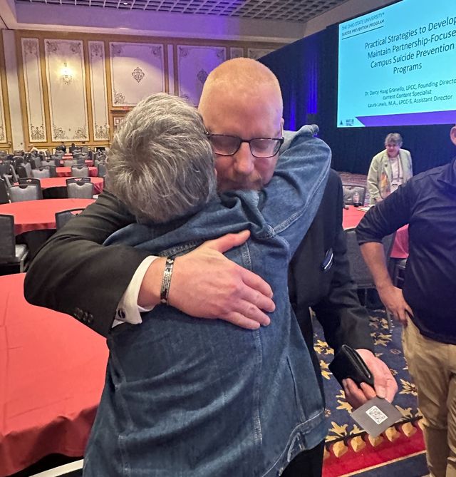 Chris & Martha shared their keynote presentation 'Turning Pain into Purpose: The Story and Work of The Defensive Line' during the survivors of suicide loss segment of the American Association of Suicidology Annual Conference. @afspnational @aasuicidology