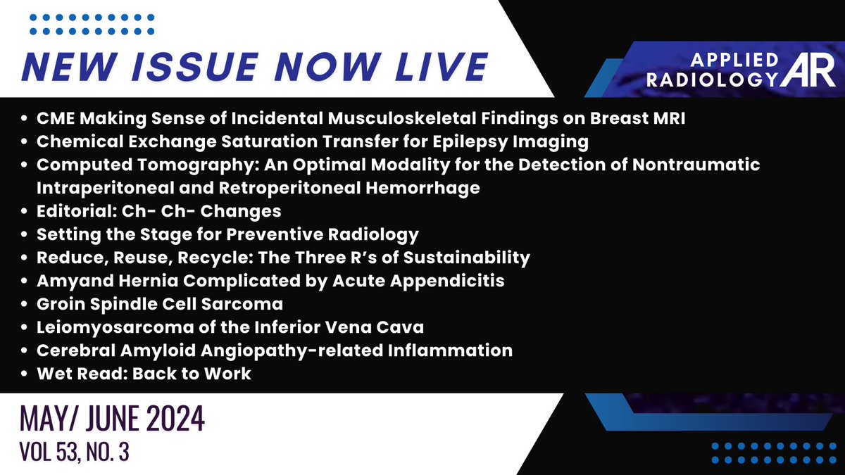 📢 Our latest issue is now live on the site! Come check out a great CME opportunity, new case studies, a word from our Editor-in-Chief @ErinSchwartzMD , a new Wet Read from @CDP_Rad and more! 🔗 bit.ly/3bLPicN #RadNews #RadEd #RadRes #RadAdmin #Radiology #CME