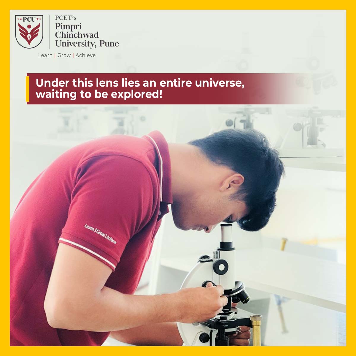 Tiny organisms aren’t so tiny when you look at them with learning eyes!

#PimpriChinchwadUniversity #pcetpcu #pcupune #PCUStudents #microrganisms #biology #bio #science #lab #laboratory