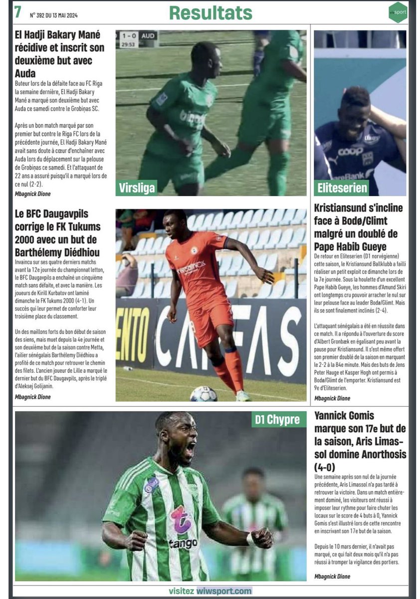 Største sportsavisen i Senegal, @wiwsport følger «sine» spillere over hele kloden, også i @eliteserien 
👏🏽👏🏽👏🏽