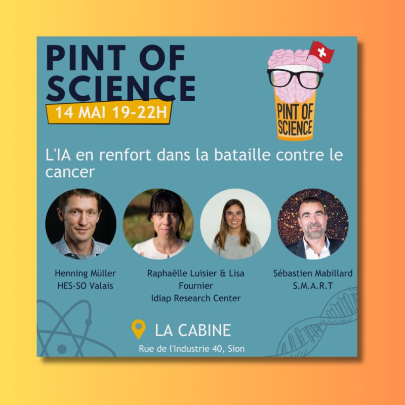 S.M.A.R.T. Confluence (@smartconfluence) on Twitter photo 🍺🧪 𝗣𝗶𝗻𝘁 𝗼𝗳 𝗦𝗰𝗶𝗲𝗻𝗰𝗲𝘀 : Ne manquez pas "L'#IA en renfort dans la bataille contre le #cancer " ,mardi 14 mai 2024 à 19h <a href="/LaCabineSion/">La Cabine</a>, avec <a href="/Idiap_ch/">Idiap Research Institute</a> <a href="/hessovalais/">hessovalais</a> et <a href="/SmartConfluence/">S.M.A.R.T. Confluence</a>.
🙋🏻♀️🙋🏻♂️Comment mieux diagnostiquer, traiter et prévenir les maladies ? 🍺🧪 𝗣𝗶𝗻𝘁 𝗼𝗳 𝗦𝗰𝗶𝗲𝗻𝗰𝗲𝘀 : Ne manquez pas "L'#IA en renfort dans la bataille contre le #cancer " ,mardi 14 mai 2024 à 19h <a href="/LaCabineSion/">La Cabine</a>, avec <a href="/Idiap_ch/">Idiap Research Institute</a> <a href="/hessovalais/">hessovalais</a> et <a href="/SmartConfluence/">S.M.A.R.T. Confluence</a>.
🙋🏻♀️🙋🏻♂️Comment mieux diagnostiquer, traiter et prévenir les maladies ?