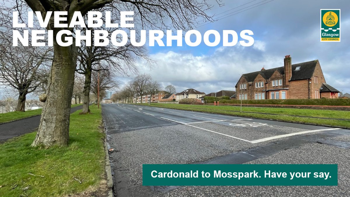 Have your say on the emerging Cardonald to Mosspark #LiveableNeighbourhood by attending a drop-in event: 📅 Tues 14 May (2pm - 6pm) - Turf Neighbourhood Hub 📅 Thurs 23 May (2pm - 7pm) - Palace of Art More info and online survey 👉 lnt3-glasgowgis.hub.arcgis.com