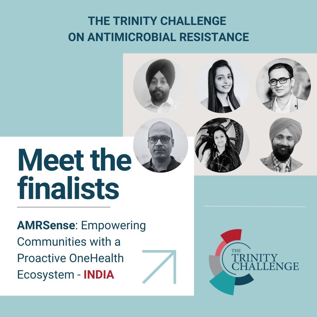 'AMRSense: Empowering Communities with a Proactive OneHealth Ecosystem' are finalists for the Trinity Challenge on Antimicrobial Resistance! The socio-technological innovation aims to build a network of community health workers in two Indian states #TrinityChallenge #Finalists