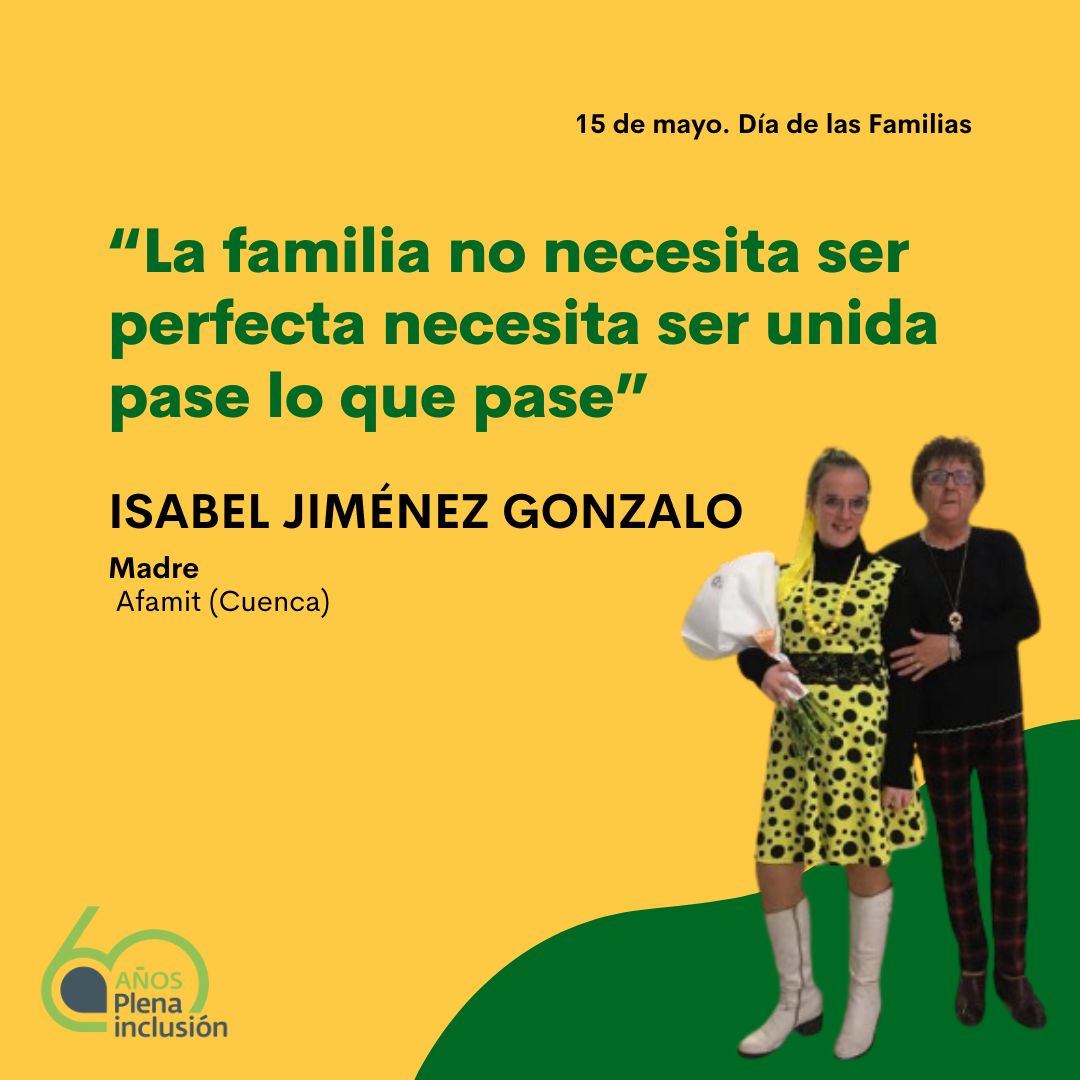 ... ¡Y qué gran verdad! Isabel Jiménez, madre de una joven con discapacidad intelectual nos recuerda que la unidad familiar trasciende la perfección y se fortalece en la adversidad. ¡Gracias, Isabel por tu testimonio! #elvalordelasfamilias #plena60años @Plenainclusion