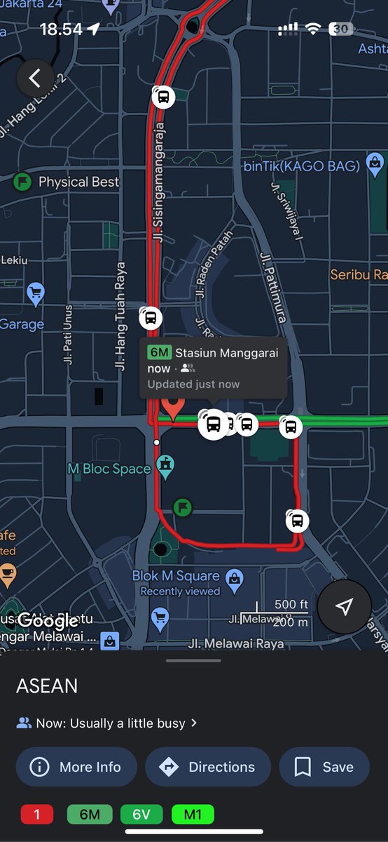 Ah cakep banget ini integrasi GPS armada @PT_Transjakarta di @googlemaps. Ini contoh kalo kita pilih 4 titik di halte integrasi CSW. Semuanya ada posisi bus realtime. Terakhir bisa kayak gini di Jakarta itu taun 2016 alias 8 tahun lalu 🔥 x.com/qronoz/status/…