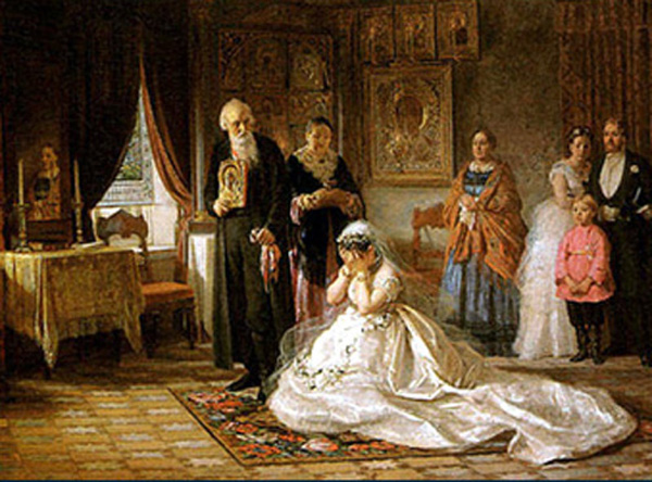 'Antes del matrimonio' pintura de Boris Zhuralyov Museo Estatal Ruso