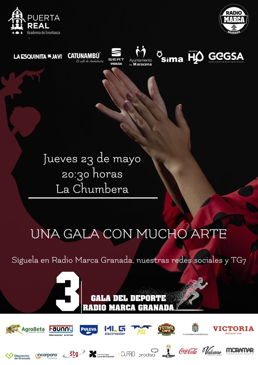 rmarcagranada's tweet photo. 😍 Este es el cartel de la #IIIGalaRadioMarca, una Gala con 'mucho arte'.

🏛️ Teatro La Chumbera.
📅 Jueves 23 de mayo.
⌚️ 20:30 horas.
📻📺 Síguela en directo en todas las plataformas de #RadioMarcaGranada y posteriormente en @TG7tv. https://t.co/bV9tzDQPRf