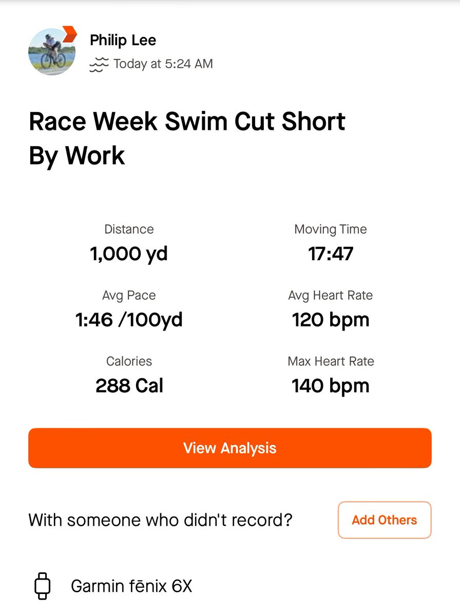 Got in the pool this morning and I was feeling it today. Felt smooth, fast (for me), and easy. 

But…my spidey sense was going off and I got out of the pool after 500 and checked my phone. Sure enough, there was a work situation. Got back in and swam a second 500 fast and angry.