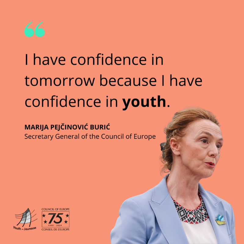coe's tweet photo. 🌟 What makes young Europeans confident in tomorrow? 🌟

Join us for the youth event “Confidence in Tomorrow” in Strasbourg to find out!

📍 Location: European Youth Centre, Strasbourg
📅 Date: 14- 16 May 2024

#ConfidenceInTomorrow #DemocracyHereNow #CoE75 @coe_youth