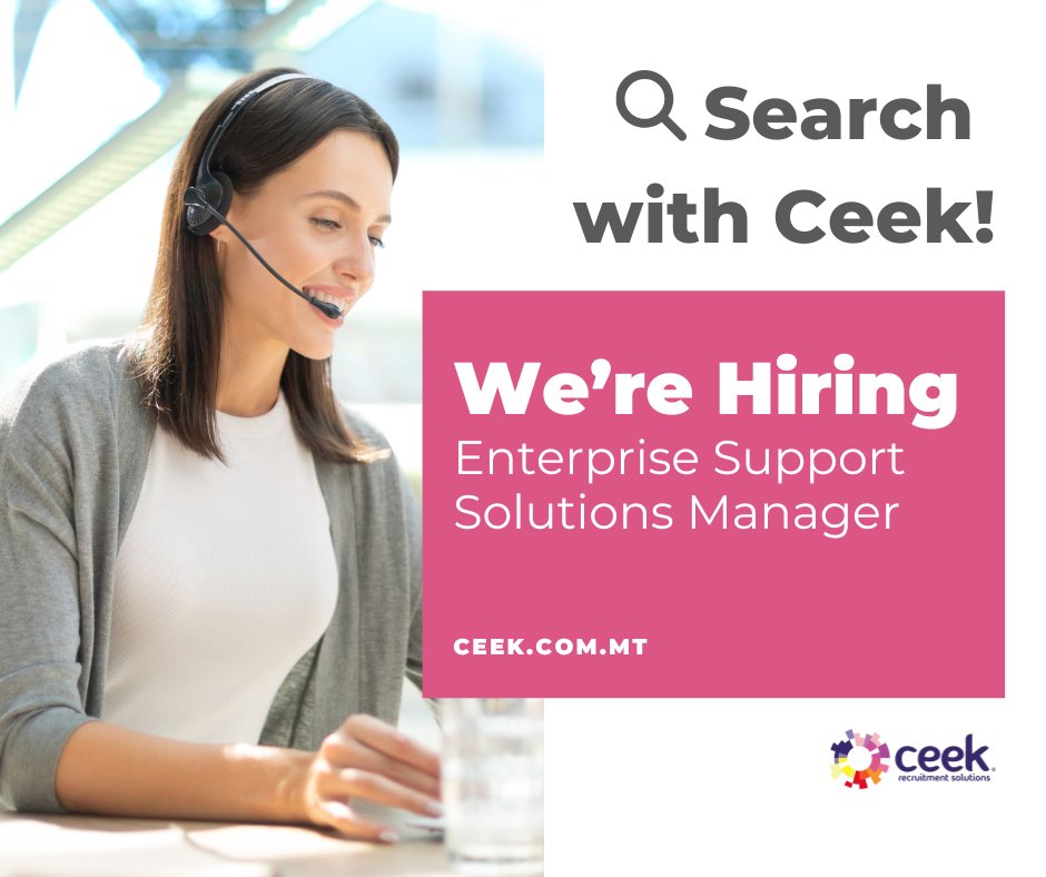 Our client is currently seeking an Enterprise Support Specialist to join their team and deliver specialized support to their clientele. 

🚀 Interested? Find out more; Apply with us at Ceek!
jobs.ceek.com.mt/job/erp-soluti…

#erpsupport #erpsolutions #malta #hiring