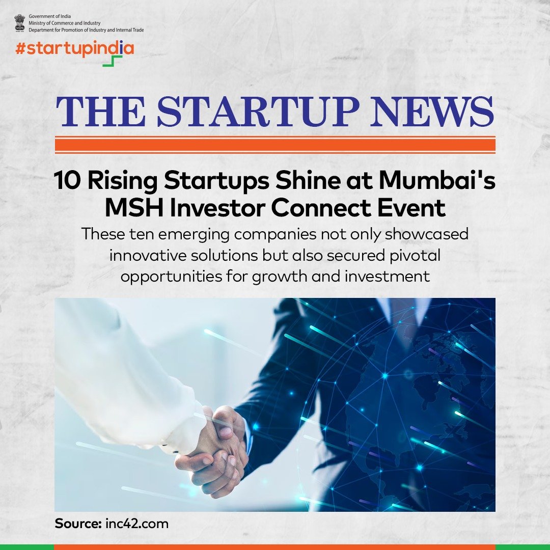 Spotlight on innovation!

10 emerging startups stole the show at Mumbai's MSH Investor Connect event, showcasing their groundbreaking solutions & capturing the interest of industry leaders and investors. 

Read more at bit.ly/4agFqCC

#StartupIndia #DPIIT #Innovation