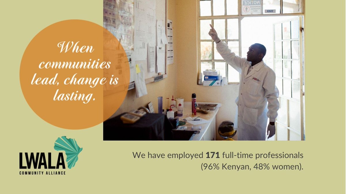 For Lwala 'community-led' means who we hire. We employ 171+ full-time Kenyan professionals. Speaking of employment -- when you Text LWALA to 44321 to make a gift, you will have an opportunity to see if your gift qualifies for an employer-match. lwala.org/double-the-don…