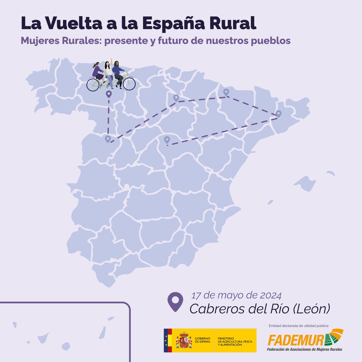 A ti te parece poca cosa, pero llevar la gira por la #igualdad de oportunidades a un pueblo de 412 habitantes es crucial para sus #mujeresrurales. 👉#LaVueltaalaEspañaRural 📍 #CabrerosdelRío (#León) 📅el próximo viernes 17 de mayo