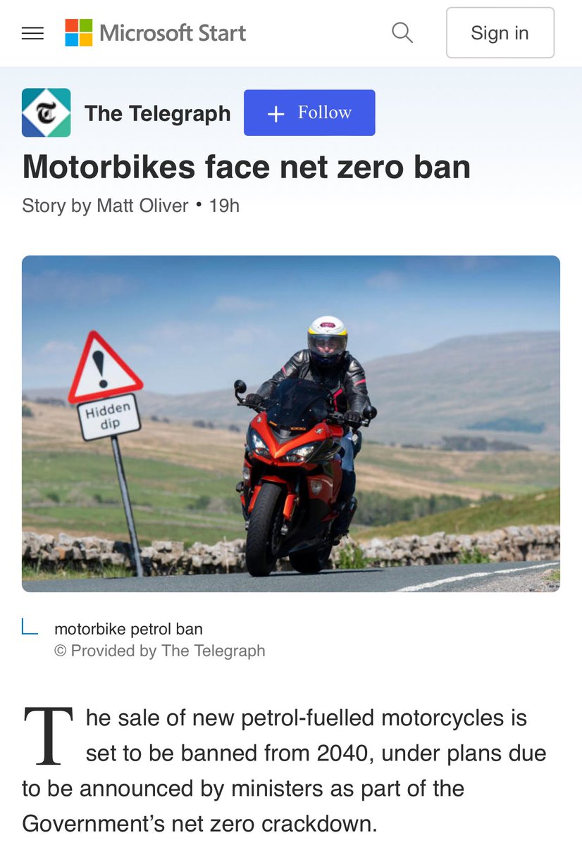 Interesting, after previous announcements of petrol scooters and motorbikes Net Zero drives there’ll be an outright ban on new petrol ones by 2040 telegraph.co.uk/business/2024/…