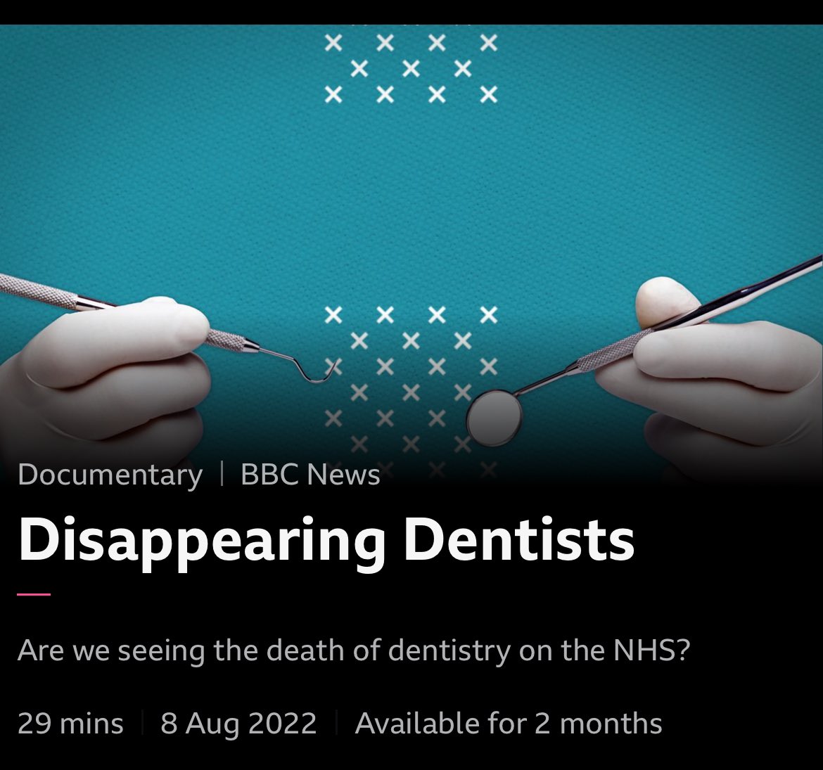 Today the PM claimed his Government offered 'far greater choice over where you can receive your care, made as simple as choosing what to watch on iPlayer.'   The options on iPlayer accurately reflect the reality facing millions seeking NHS dental care. bbc.co.uk/iplayer/episod…