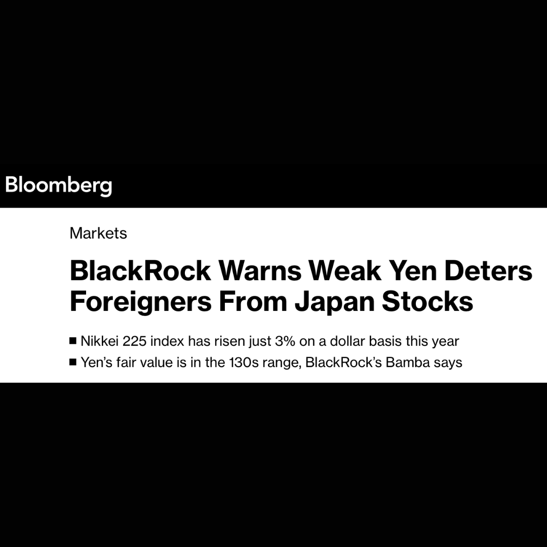 DalioTracker's tweet photo. BlackRock (IVV), a multinational investment company, warns that the weak Yen will deter foreigners from investing in Japan. 

IVV is Dalio's top investment at 14%. https://t.co/okWhMNMP55