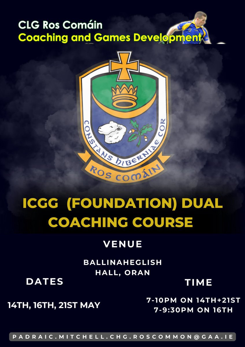 We still have limited availability on our Dual ICGG foundation level course starting tomorrow Use the link below to book 💛💙💛💙 #rosgaa learning.gaa.ie/lms/course/vie…