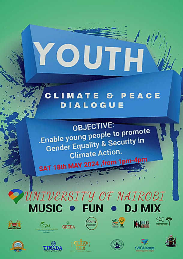 Are you a youth who is passionate about climate and peace? Join us for a fun-filled Youth Climate & Peace Dialogue at the University of Nairobi, Kisumu Campus, on Saturday 18th May 2024 from 1:00pm to 2:00pm EAT. ⬇️