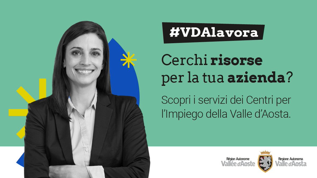 🔍 Sei alla ricerca di nuove risorse per la tua azienda? I Centri per l'Impiego della Valle d’Aosta fanno al caso tuo.
Clicca qui per scoprire i nostri servizi 🔗bit.ly/3uZGg8s

#VDALavora