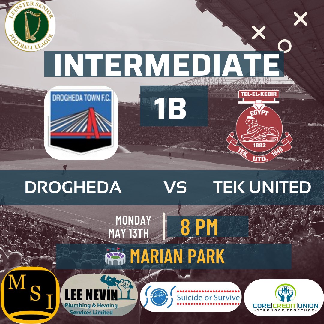 ⚽️⚽️ MATCH DAY ⚽️⚽️

Our Sundays travel too Drogheda town this evening for their final game of the season 

8pm kick off @ Marian Park 

🔴⚪️