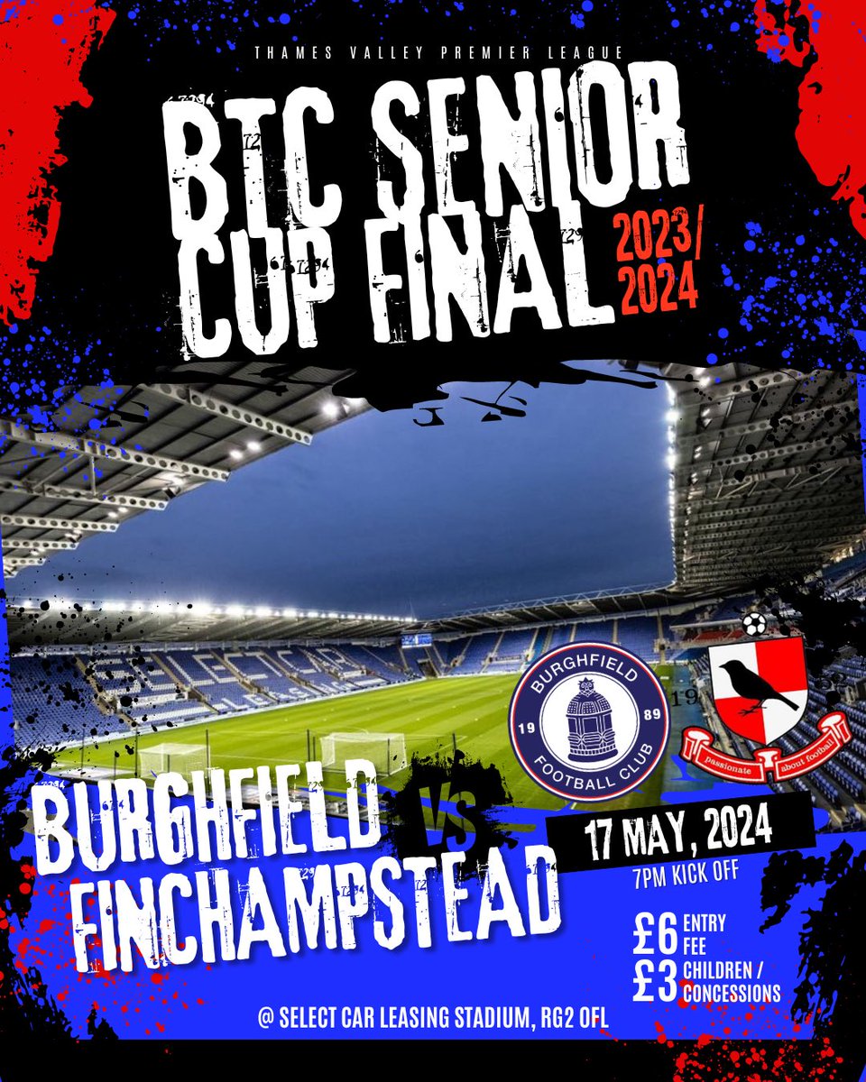 BurghfieldFC's tweet photo. This Friday 🔜

The Men’s First Team are at the SCL Stadium in the BTC Senior Cup Final.

🆚 @Finch_FC1 
🏆 BTC Senior Cup Final
🗓️ Friday 17th May
🕑 7PM KO
📍 Select Car Leasing Stadium
🎟️ £6 Adults / £3 Concessions

#UpTheFielders https://t.co/6P9a2gGtqj