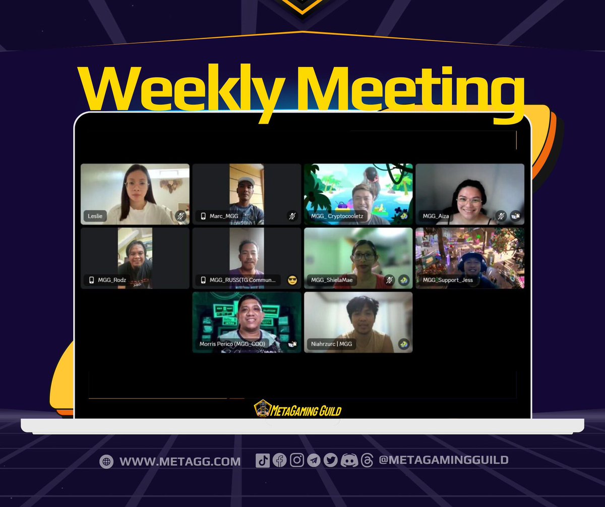 💻 Weekly Meeting Sharing ideas, creating solutions. 🧠 Stay updated 📲 linktr.ee/_mgg_ #MGG #MetaGamingGuild #MetaSagaWarriors #team #weeklymeeting