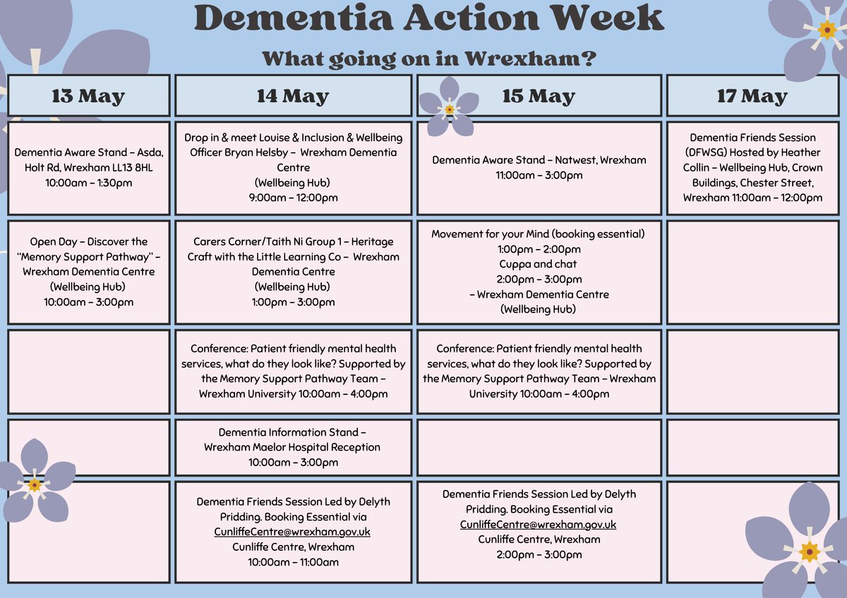 Dementia Action Week What is going on in Wrexham? #DementiaActionWeek2024 #Wrexham #NorthWales @wrexhamcbc