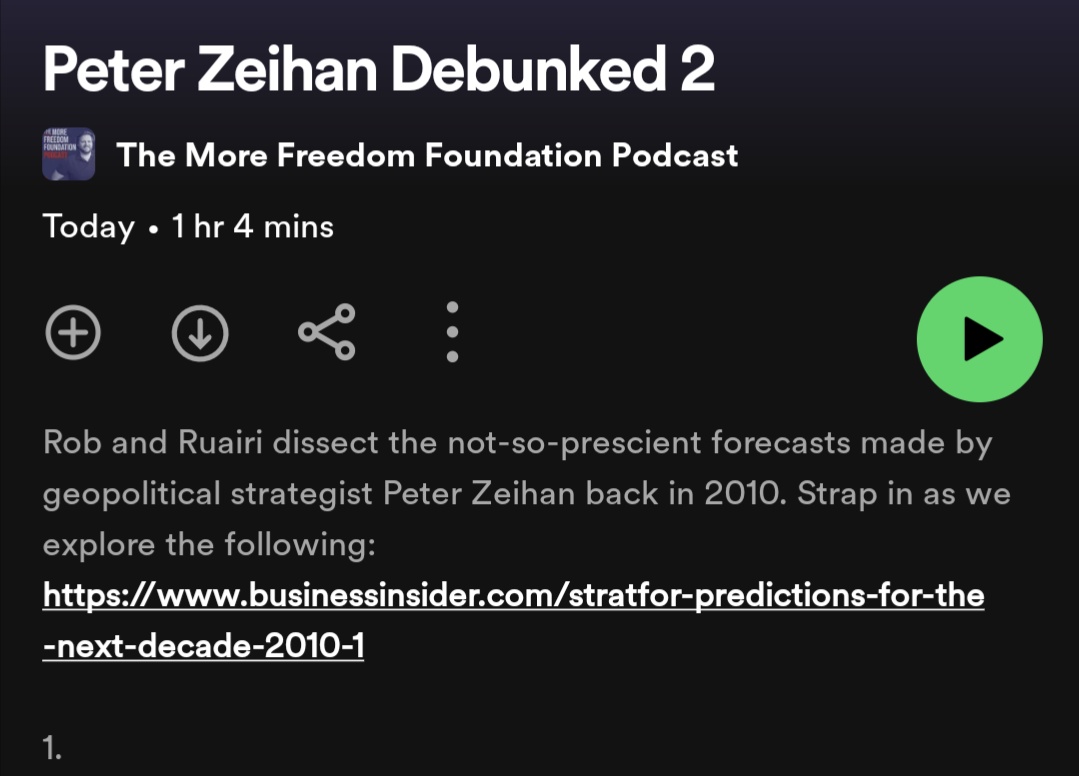 RobboLaw's tweet image. New Podcast! We've returned to debunking geopolitics guru #PeterZeihan, historically the podcast's most popular topic. open.spotify.com/episode/0QOwSv…