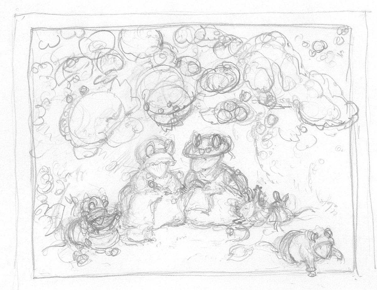 Every Brambly Hedge illustration was drafted and sketched many times before Jill moved on to test paints. This is one of many early sketches created for Poppy’s Babies during draft stages in 1993. See previous post for the complete illustration.