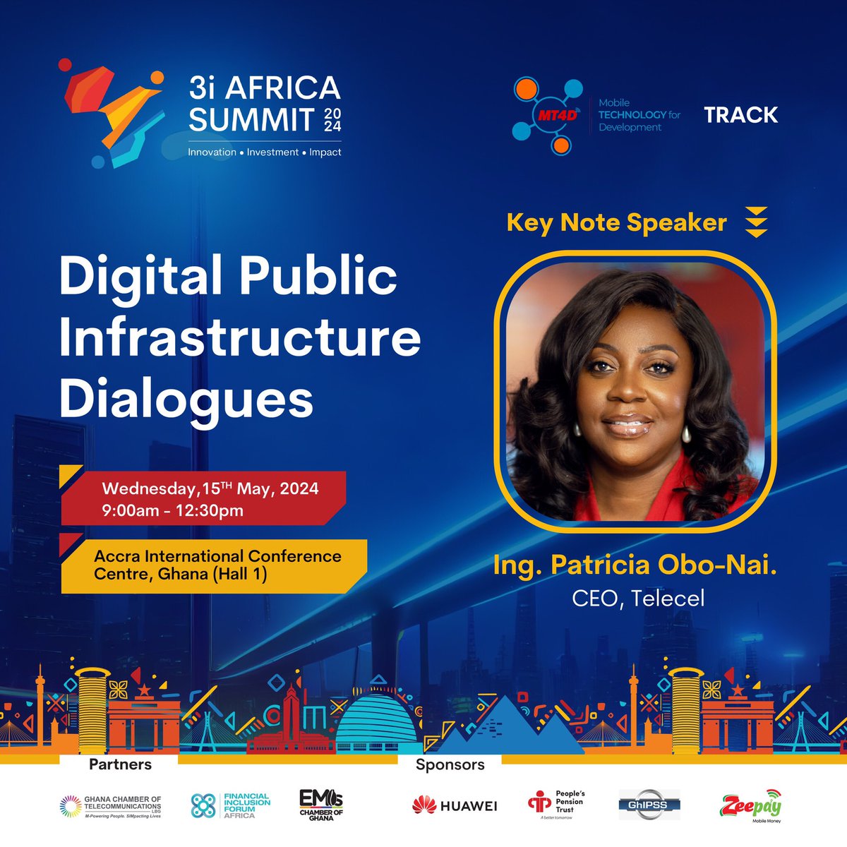 Connect with our CEO, @PatriciaOboNai , at the @3iafricasummit this Wednesday, 15th May 2024 as she delivers a keynote address on the pivotal role of digital infrastructure and innovation in accelerating Africa's development. #ConnectingEnergies #3iAfricaSummit