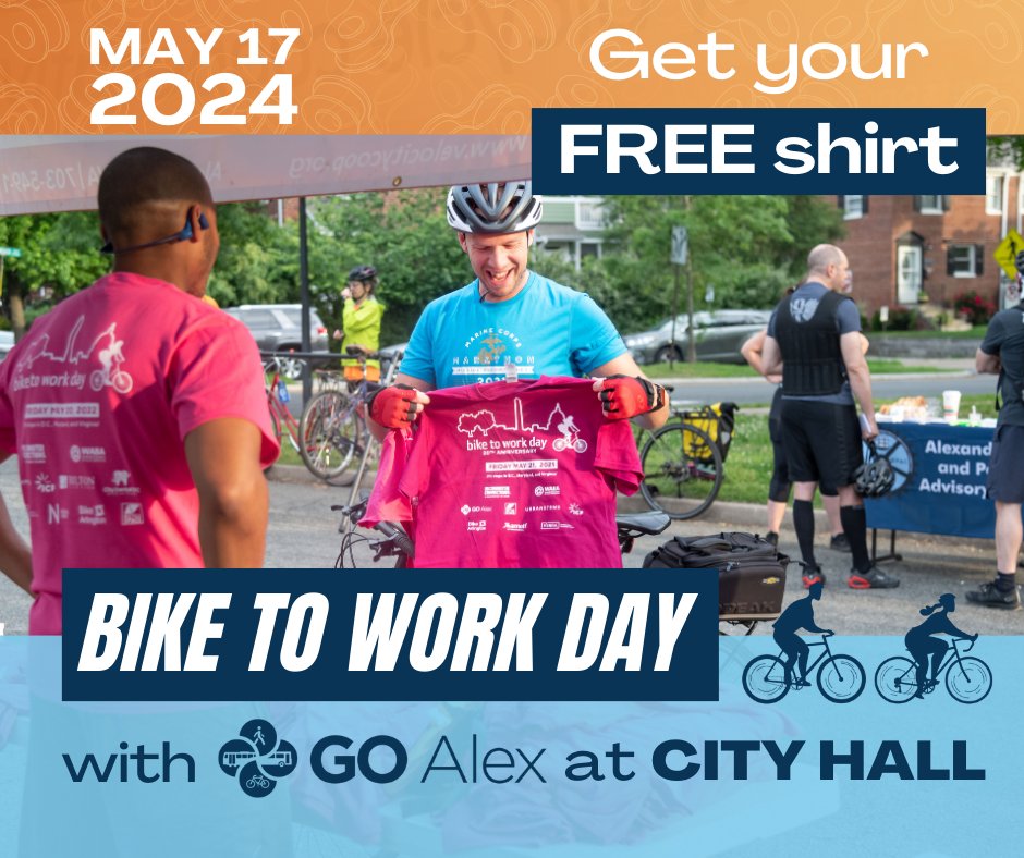 #DYK May is #NationalBikeMonth? Celebrate the benefits of this mode of transportation with us by participating in #BiketoWorkDay this Friday, May 17. 

Registration is open. Check out the locations where we will be making stops: alexandriava.gov/go/4383