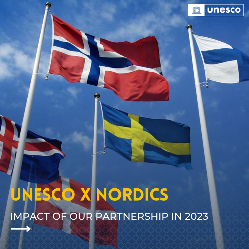 UNESCO's tweet photo. This week’s #UNESCOxPartners features our longstanding partnership with the five Nordic countries: #Denmark, #Finland, #Iceland, #Norway and #Sweden.

Here’s a glimpse of all we have achieved.

https://t.co/pPZwoPT3i2