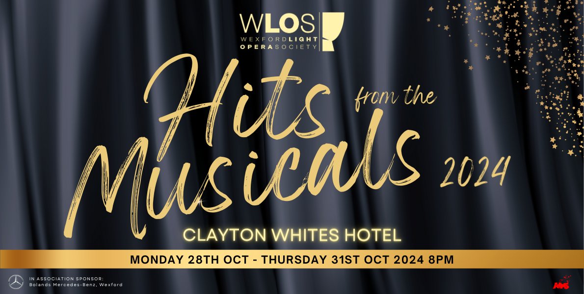 🎉ANNOUNCEMENT🎉General booking now open for Wexford Light Opera Society's Hits from the Musicals. Spanning four evenings from 28 to Thursday, 31 October, this highly anticipated event promises an unforgettable experience. Tickets: €25 👉 rebrand.ly/464b9a
