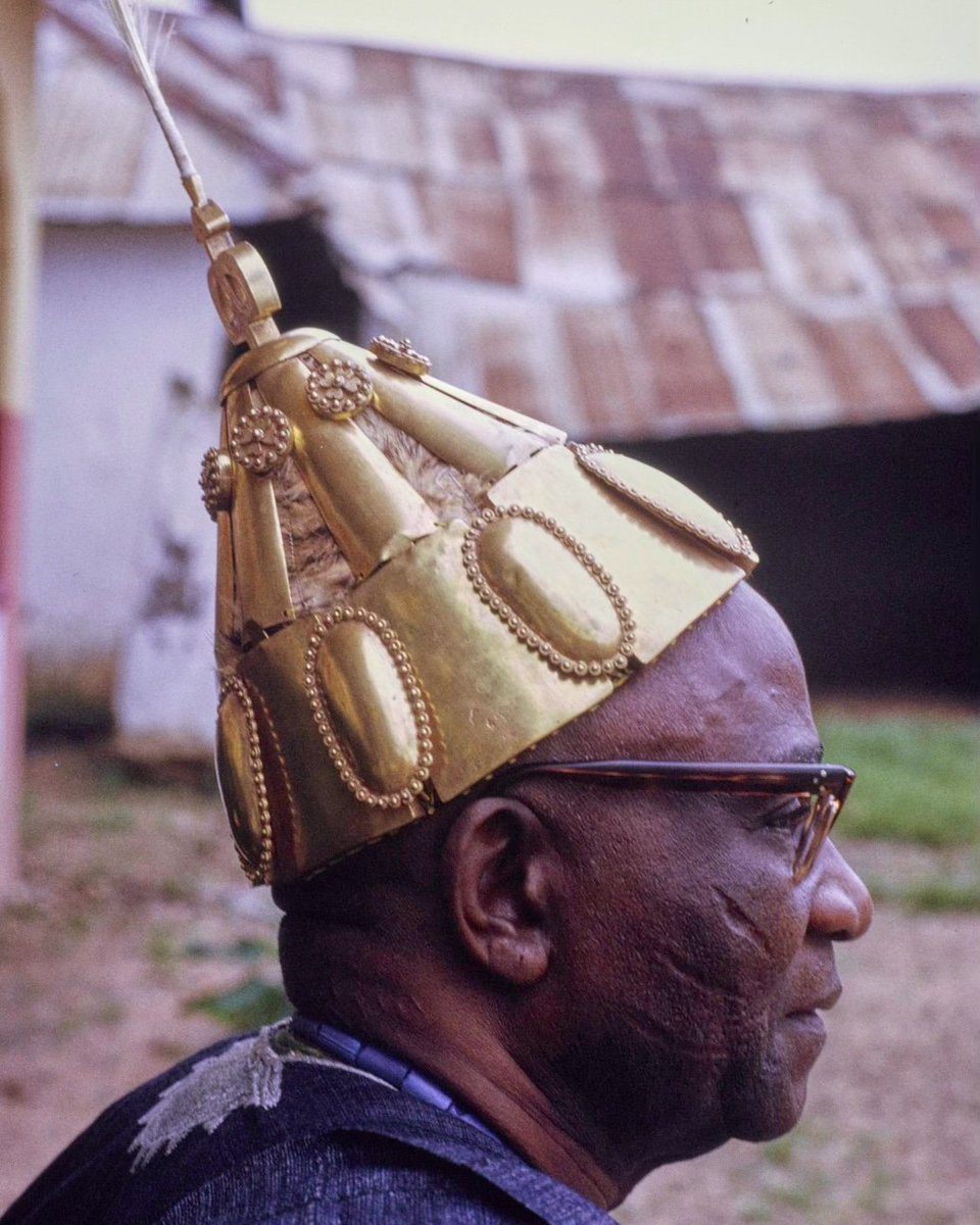 Head Shot of one of the many royal crowns of the Timi of Ede, Oba John Adetoyese Laoye 1, The 22nd Timi of Ede (December 1946- May 16, 1975).

“It is interesting to note, that during the Queen’s visit to Nigeria in 1956, Oba Adetoyese Laoye entertained Her Majesty,