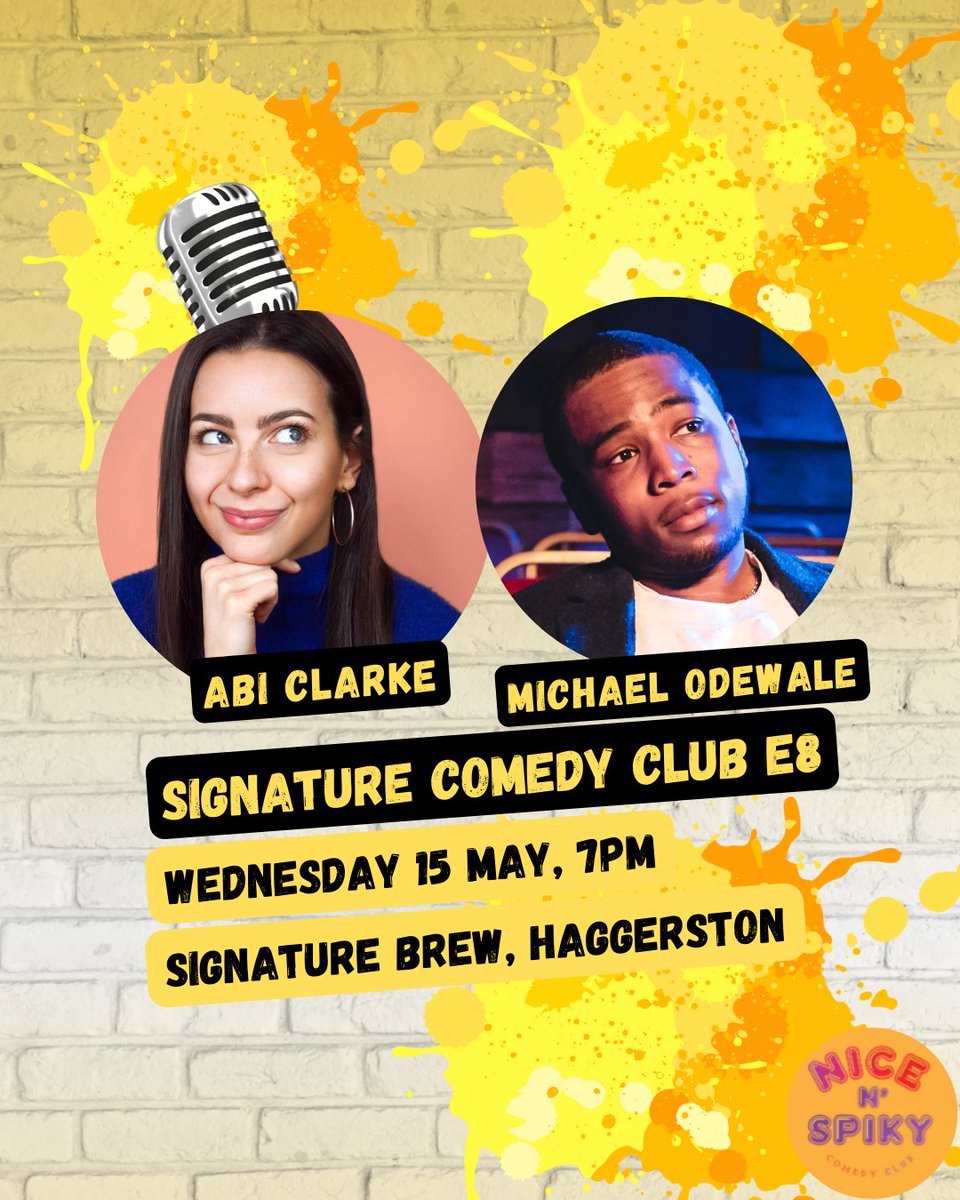 Laugh your heart out at @SignatureBrewE8 on Wed 15 May! 🎤 🤣Expect fresh jokes and a whole lot of fun as @AbiClarkeComedy and Michael Odewal take the stage to test out their latest comedic creations. Plus check out our canal side beer garden. tixr.com/groups/signatu…