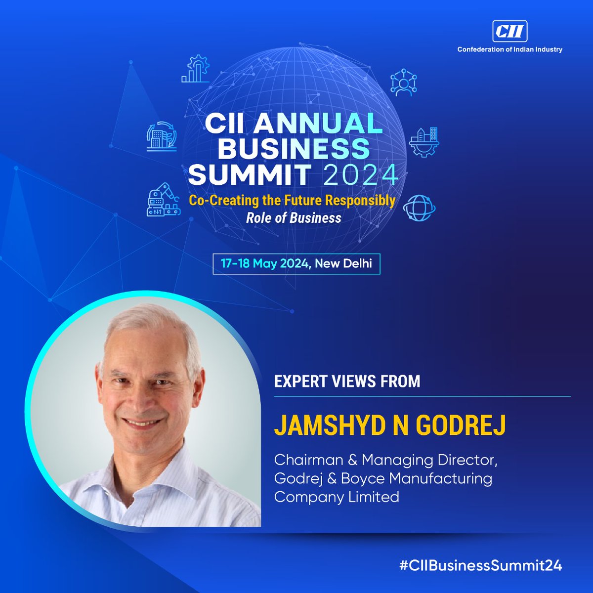 Listen to Jamshyd N Godrej, Chairman & Managing Director, @GodrejAndBoyce Manufacturing Company Limited share thoughts at the CII Annual Business Summit 2024. Listen to insightful discussions as thought leaders and experts collaboratively map out a trajectory for India's growth.
