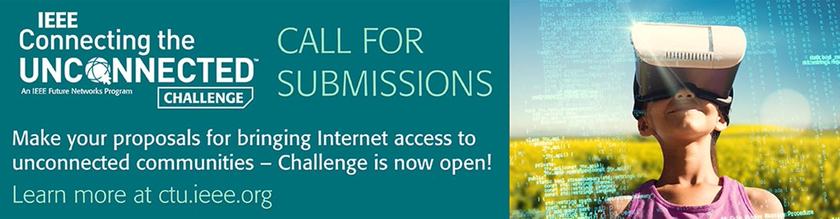 IEEE Connecting the Unconnected Challenge is open for submissions! Submit your 500-word abstract by June 5, 2024 for Phase I Calling all innovators to enter the 2024 IEEE Connecting the Unconnected Challenge! Deadline: June 5. Apply to the Challenge! ctu.ieee.org