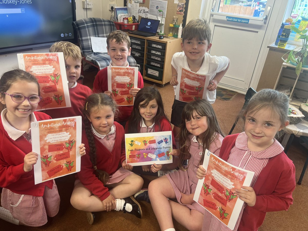 ysgolyparc's tweet photo. Today the School Council had an important meeting about how we will be reinventing the Learner Powers to tie in with The Four Purpose Dragons. The children taught all the TAs about the powers ⚡️. #learningpowers #curriculumforwales https://t.co/rbTDWMmFmA
