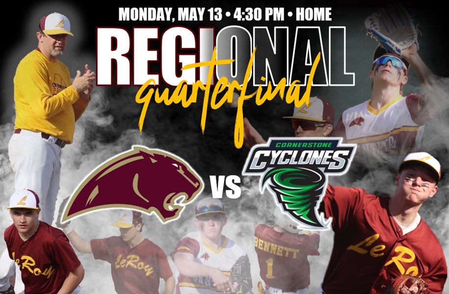 𝗥𝗘𝗚𝗜𝗢𝗡𝗔𝗟 𝗚𝗔𝗠𝗘𝗗𝗔𝗬

🆚 Cornerstone Christian Academy Cyclones
⌚️ 4:30 PM
🏟️ Le Roy Baseball Field
📍 Le Roy, IL
📊 web.gc.com/teams/K8kszrjE…

#PantherHardball | #GoPanthers